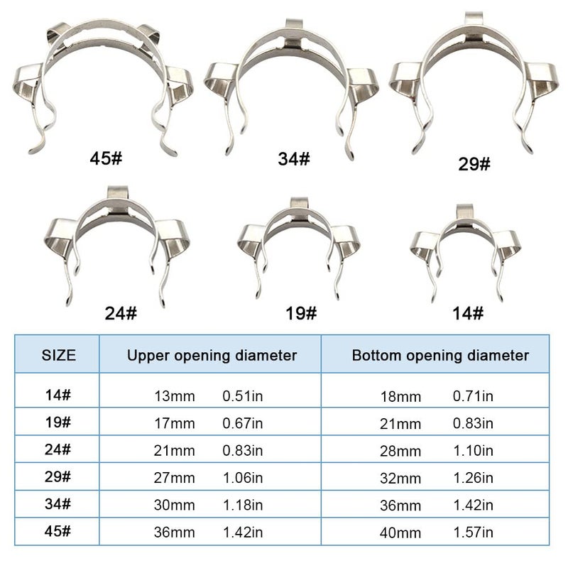 ADAMAS-BETA 3 Pieces 45mm Metal Joint Clips #45 Lab Keck Clips Stainless Steel Keck Clamp Laboratory Clamp - Image 3
